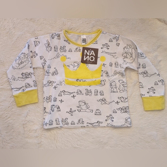 NWT NANO 2-pc Outfit Dragon Fantasy Print Yellow Trim Crown Size Unisex 12m - Picture 5 of 9
